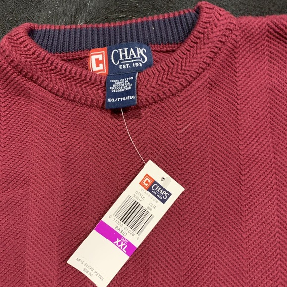 Chaps Mens Maroon Knit Pullover Crew Neck Sweater Long Sleeve Size XXL NWT - Picture 3 of 8
